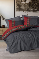 Cotton Box-Folk Art Tek Kişilik Nevresim Takımı Lienzo Antrasit-Nevresim Takımı-1-Milagron.com