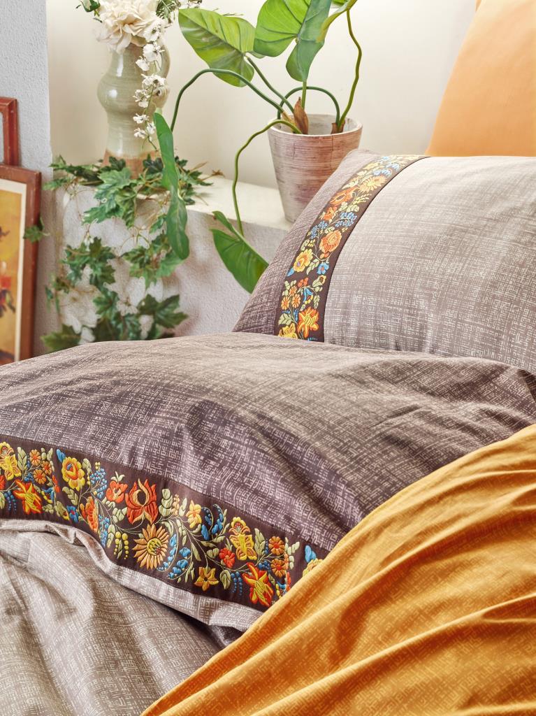 Cotton Box-Folk Art Tek Kişilik Nevresim Takımı Vizon-Nevresim Takımı-3-Milagron.com