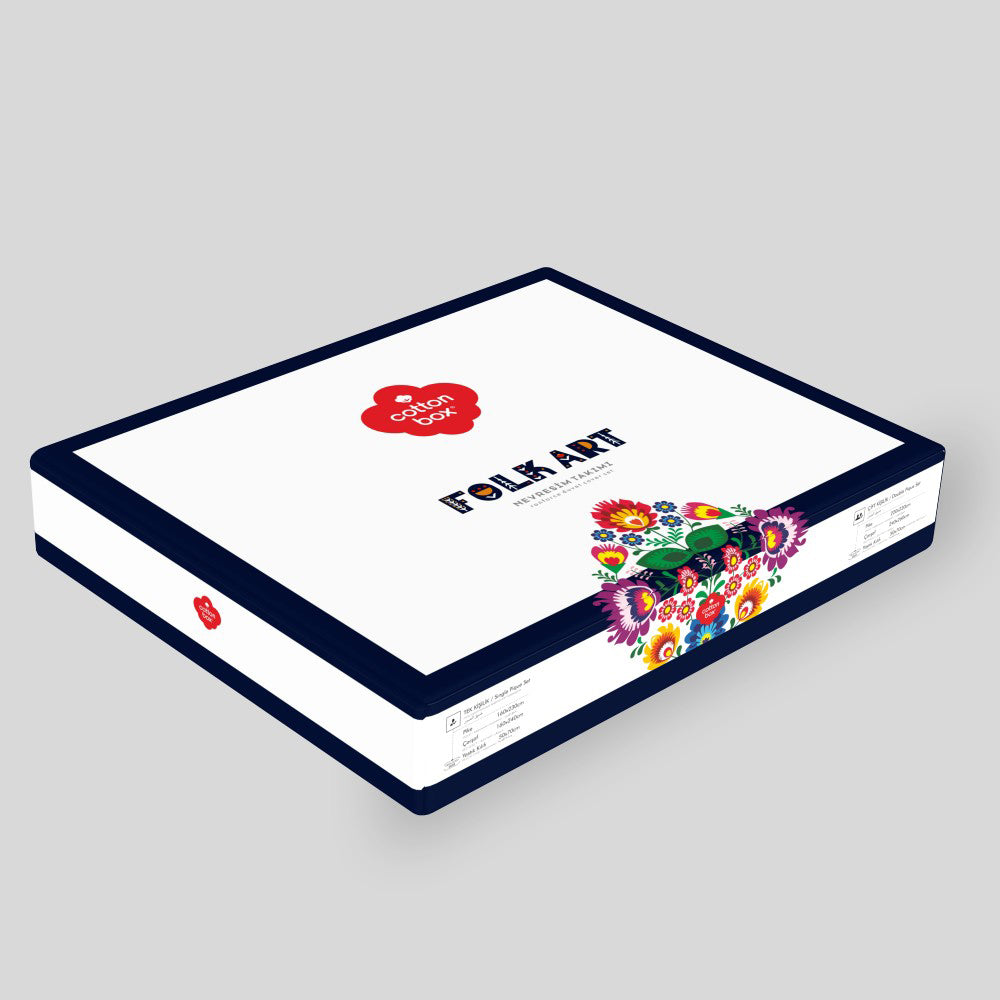Cotton Box-Folk Art Tek Kişilik Nevresim Takımı Vizon-Nevresim Takımı-4-Milagron.com