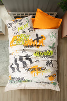 Cotton Box-Genç Odası Tek Kişilik Complete Set Graffiti Oranj-Nevresim Takımı-1-Milagron.com