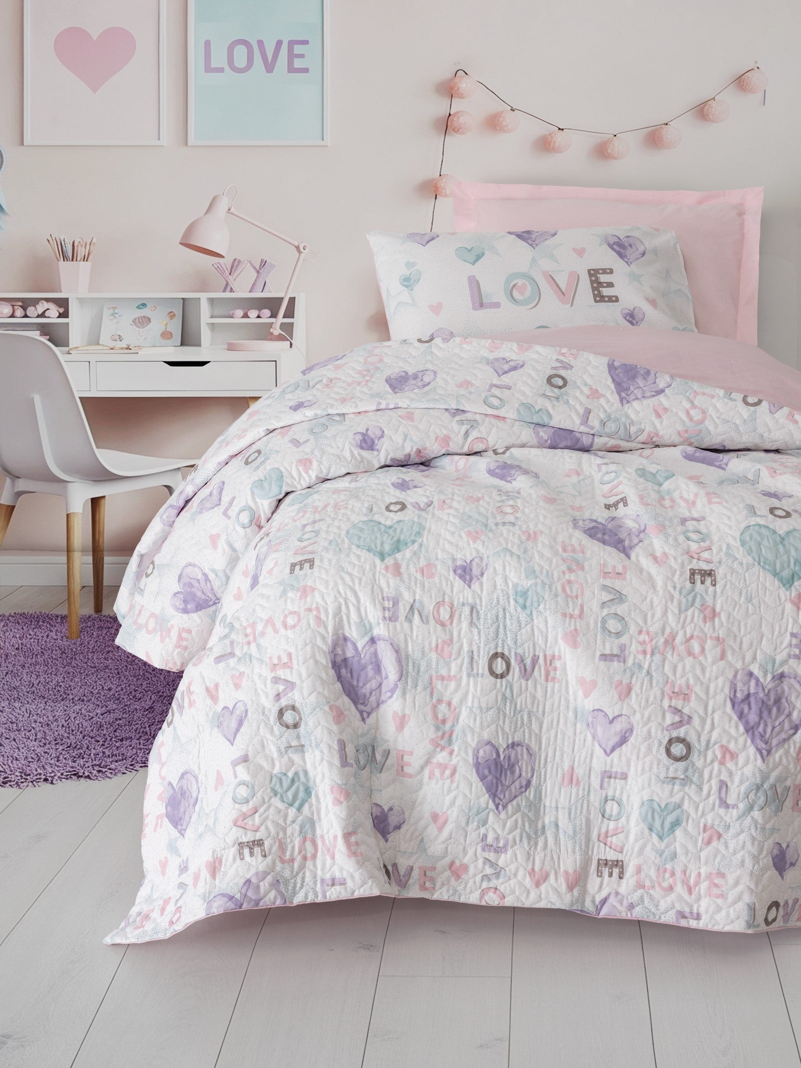 Cotton Box Genç Odası Tek Kişilik Complete Set Lovella Pembe