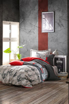 Cotton Box-Cotton Box Genç Odası Tek Kişilik Lastikli çarşaflı Nevresim Takımı Rock Kırmızı-Tek Kişilik Nevresim Takımı-1-Milagron.com