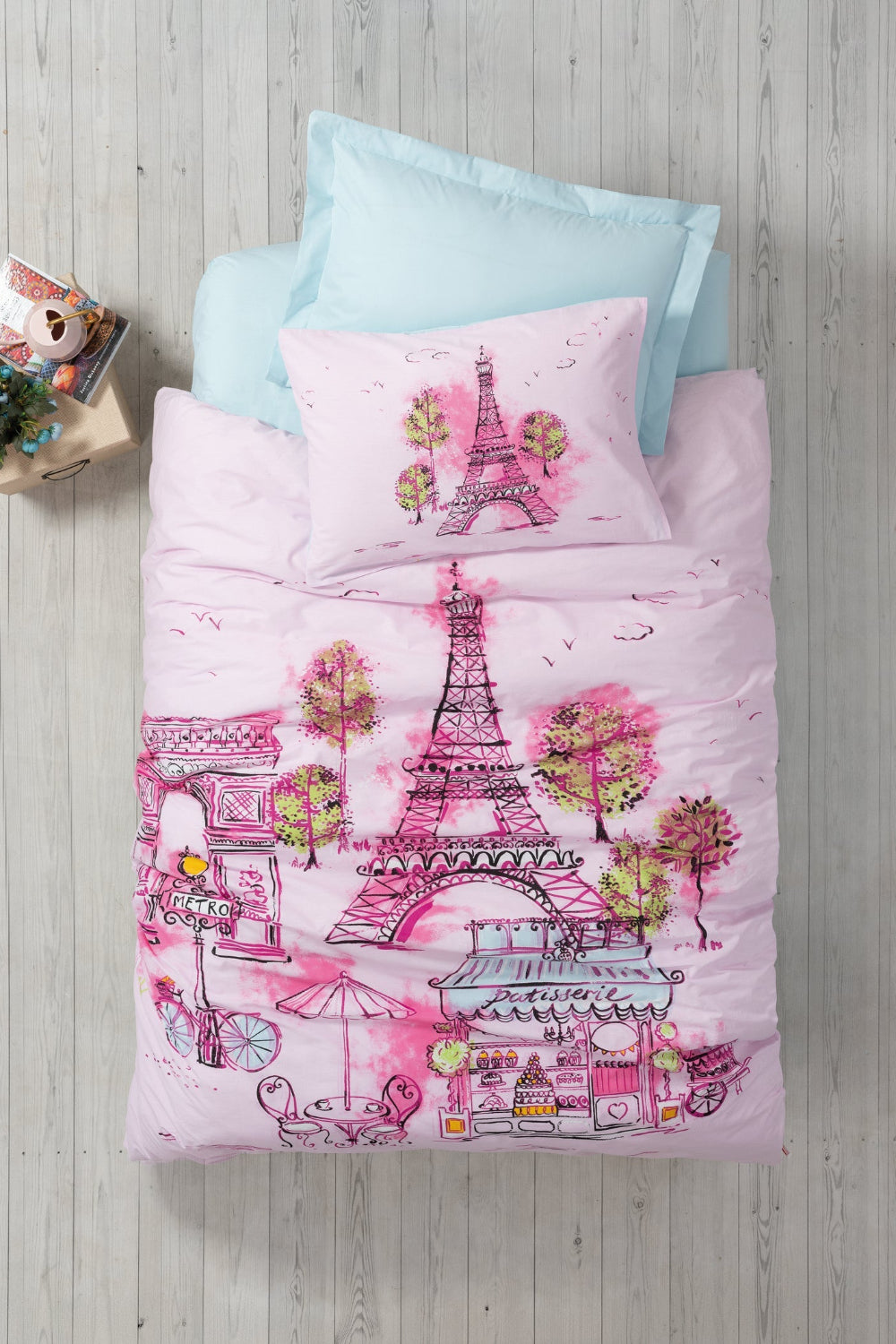 Cotton Box-Cotton Box Genç Odası Tek Kişilik Nevresim Takımı Corisa Pembe-Tek Kişilik Nevresim Takımı-1-Milagron.com