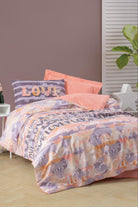 Cotton Box-Cotton Box Genç Odası Tek Kişilik Nevresim Takımı Love Pudra-Tek Kişilik Nevresim Takımı-1-Milagron.com