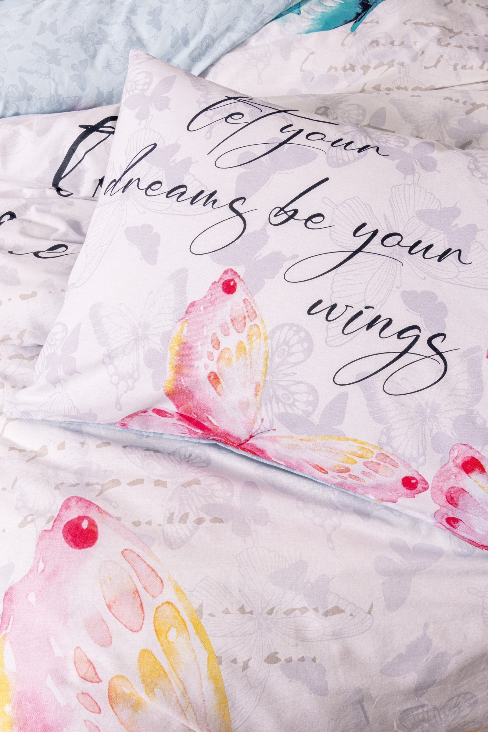 Cotton Box-Cotton Box Genç Odası Tek Kişilik Nevresim Takımı Wings Mint-Tek Kişilik Nevresim Takımı-2-Milagron.com