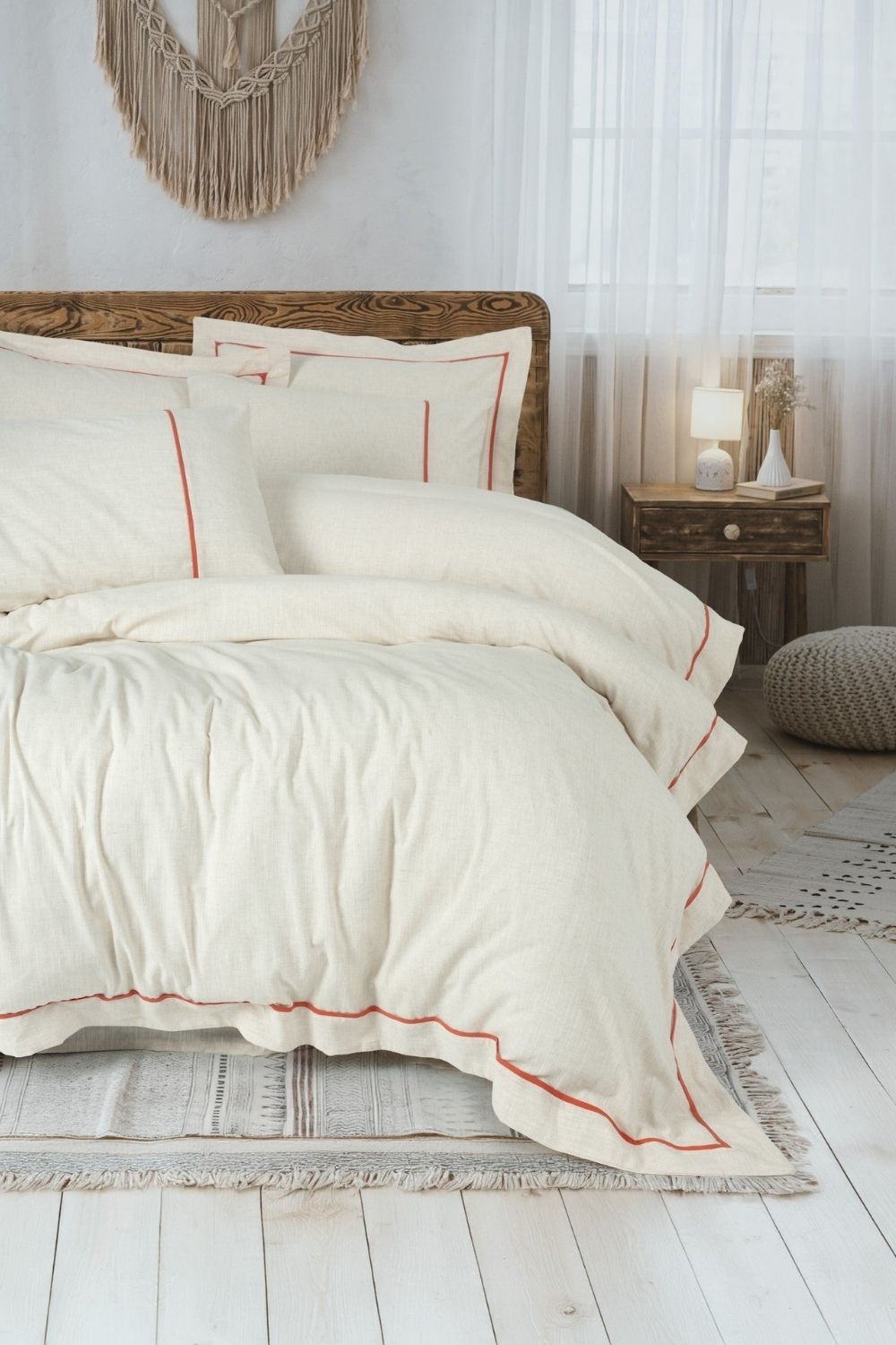 Cotton Box-Inborn Çift Kişilik Nevresim Takımı Banded Turuncu-Nevresim Takımı-1-Milagron.com