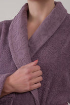 Cotton Box-Jakarlı Aile Bornoz Seti Camilla Mürdüm Gri-Bornoz Seti-3-Milagron.com