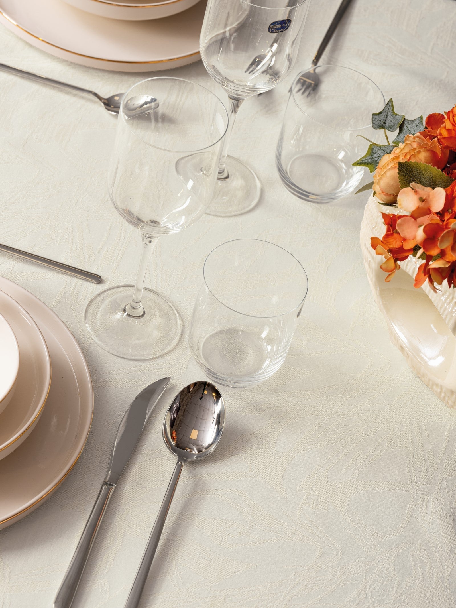 Cotton Box-Cotton Box Jakarlı Dertsiz Masa örtüsü Lavinia Krem 155x220-Masa Örtüsü-3-Milagron.com