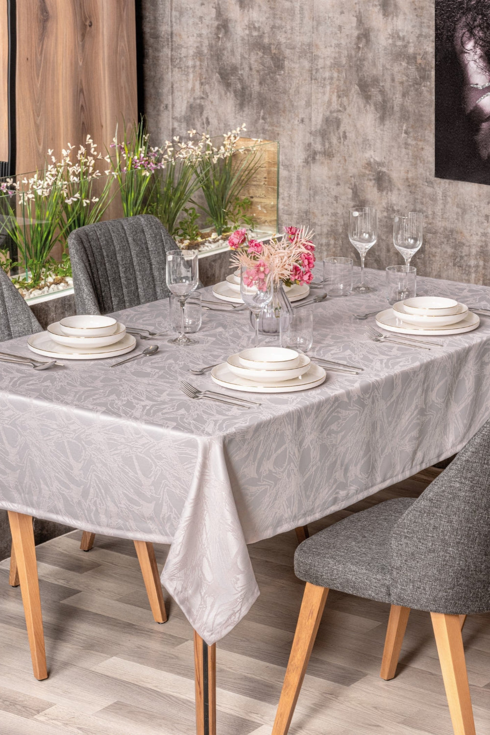 Cotton Box-Cotton Box Jakarlı Dertsiz Masa örtüsü Lavinia Lavanta 155x220-Masa Örtüsü-1-Milagron.com