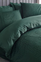 Cotton Box-Jakarlı Saten Çift Kişilik Nevresim Takımı Hexa Yeşil-Nevresim Takımı-2-Milagron.com