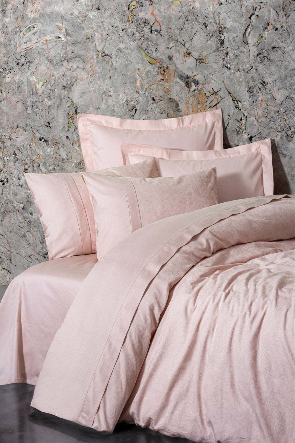 Cotton Box-Jakarlı Saten Çift Kişilik Nevresim Takımı Jana Pudra-Nevresim Takımı-1-Milagron.com