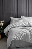 Cotton Box-Jakarlı Saten Çift Kişilik Nevresim Takımı Leaf Buz Mavi-Nevresim Takımı-1-Milagron.com