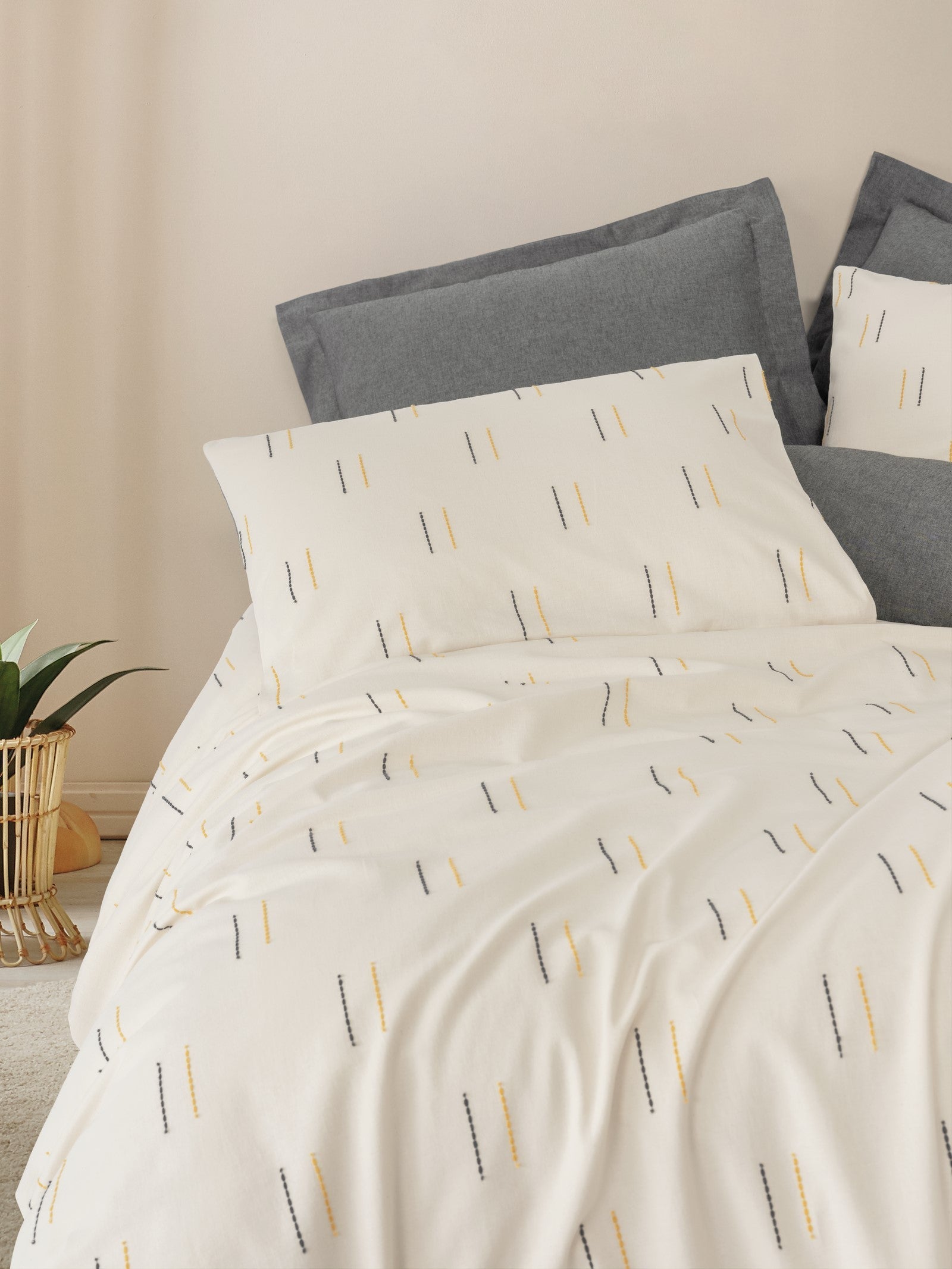 Cotton Box Loopra Çift Kişilik Nevresim Takımı Lura Gri