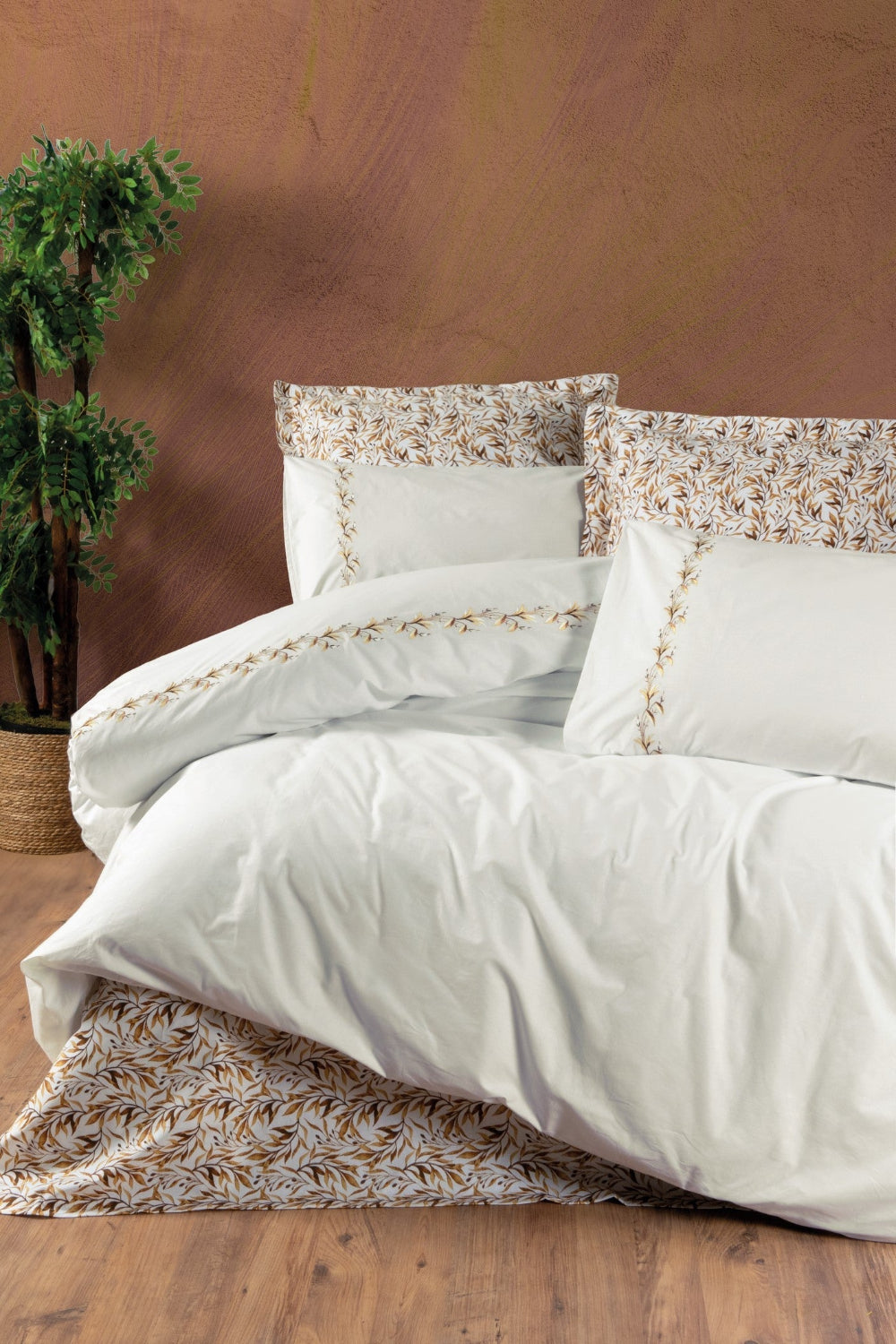 Cotton Box-Majestic Çift Kişilik Nevresim Takımı Polite Tarçın-Nevresim Takımı-1-Milagron.com