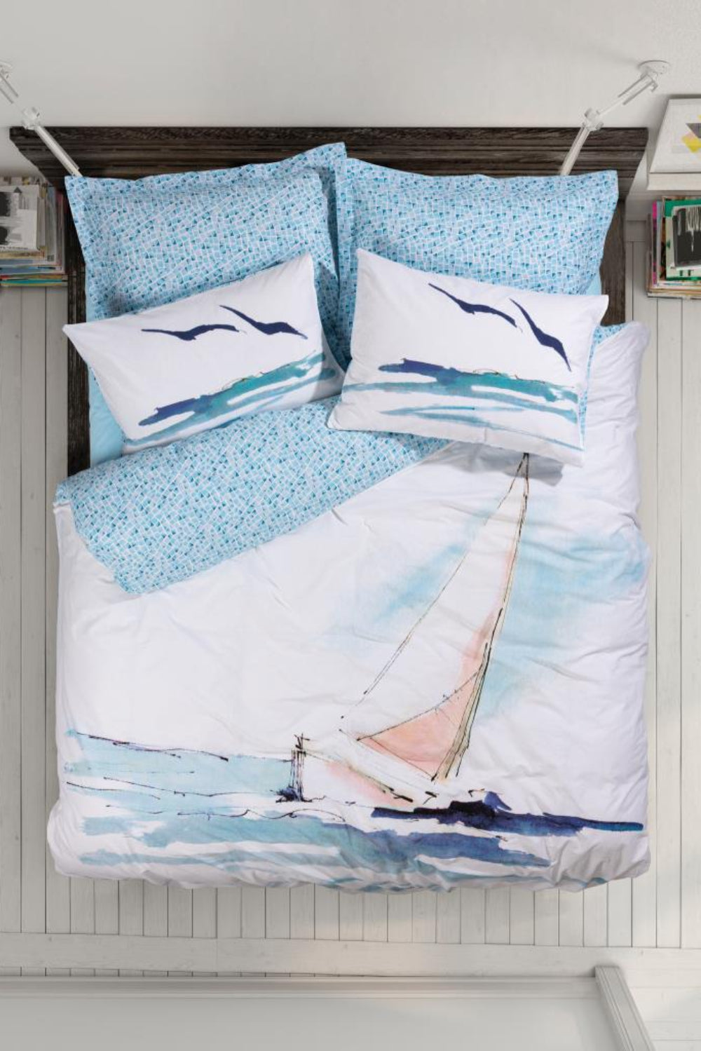 Cotton Box-Cotton Box Maritime çift Kişilik Nevresim Takımı Sail Mavi-Çift Kişilik Nevresim Takımı-1-Milagron.com