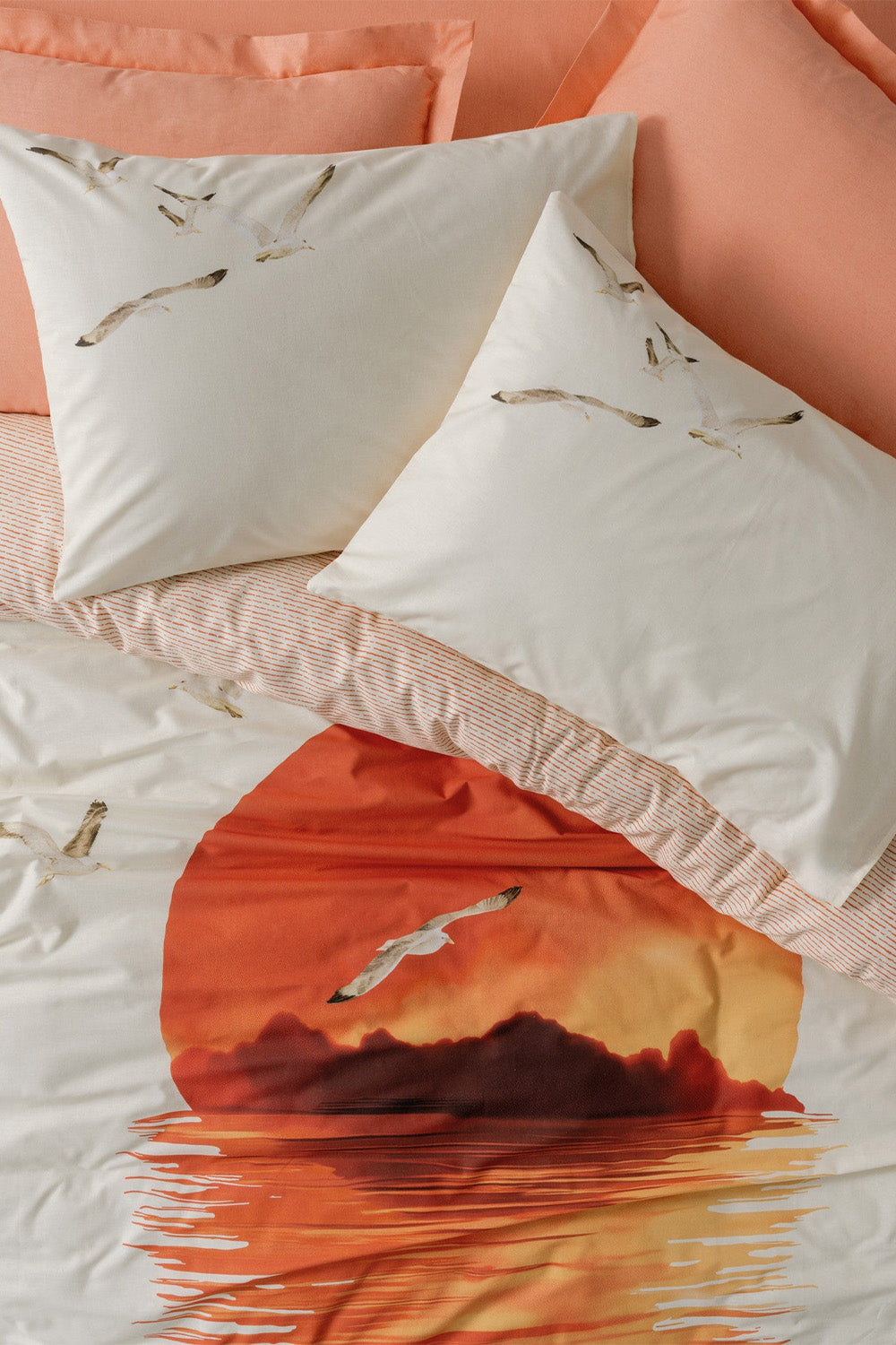 Cotton Box-Maritime Çift Kişilik Nevresim Takımı Sunset Somon-Nevresim Takımı-2-Milagron.com