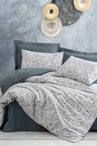 Cotton Box-Minimal Çift Kişilik Lastikli Çarşaflı Nevresim Takımı Molly Antrasit-Nevresim Takımı-1-Milagron.com