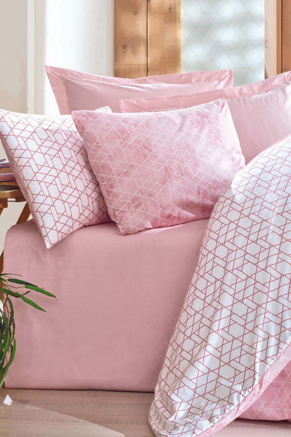 Cotton Box-Cotton Box Minimal Tek Kişilik Lastikli çarşaflı Nevresim Takımı Best Pembe-Tek Kişilik Nevresim Takımı-1-Milagron.com