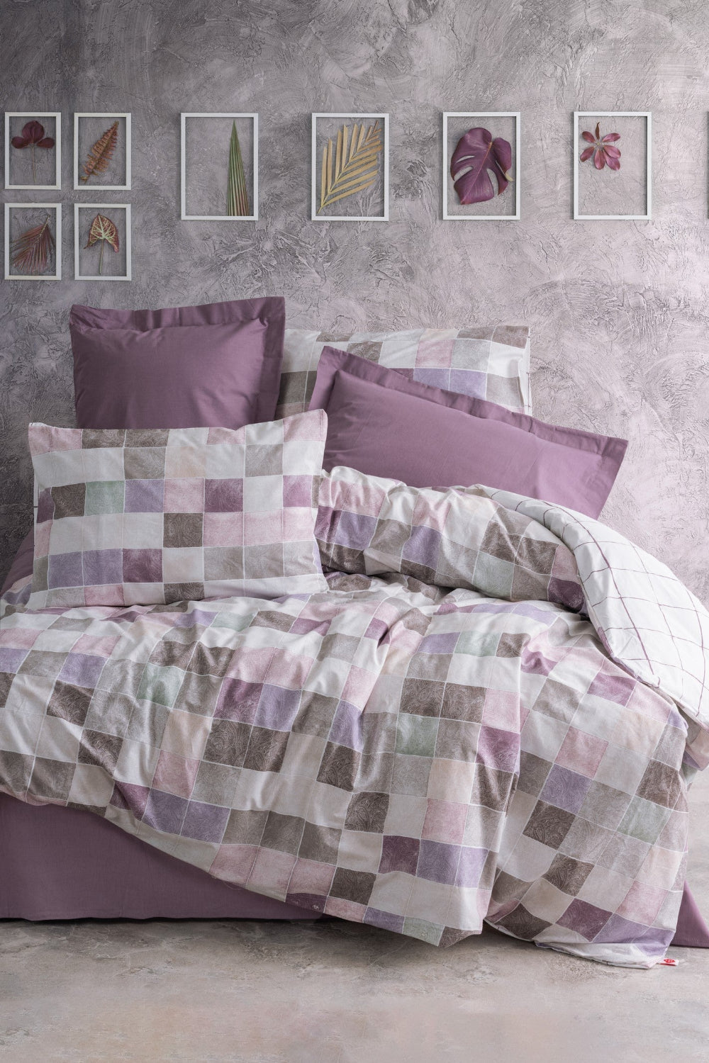 Cotton Box-Cotton Box Minimal Tek Kişilik Lastikli çarşaflı Nevresim Takımı Maro Gül Kurusu-Tek Kişilik Nevresim Takımı-1-Milagron.com