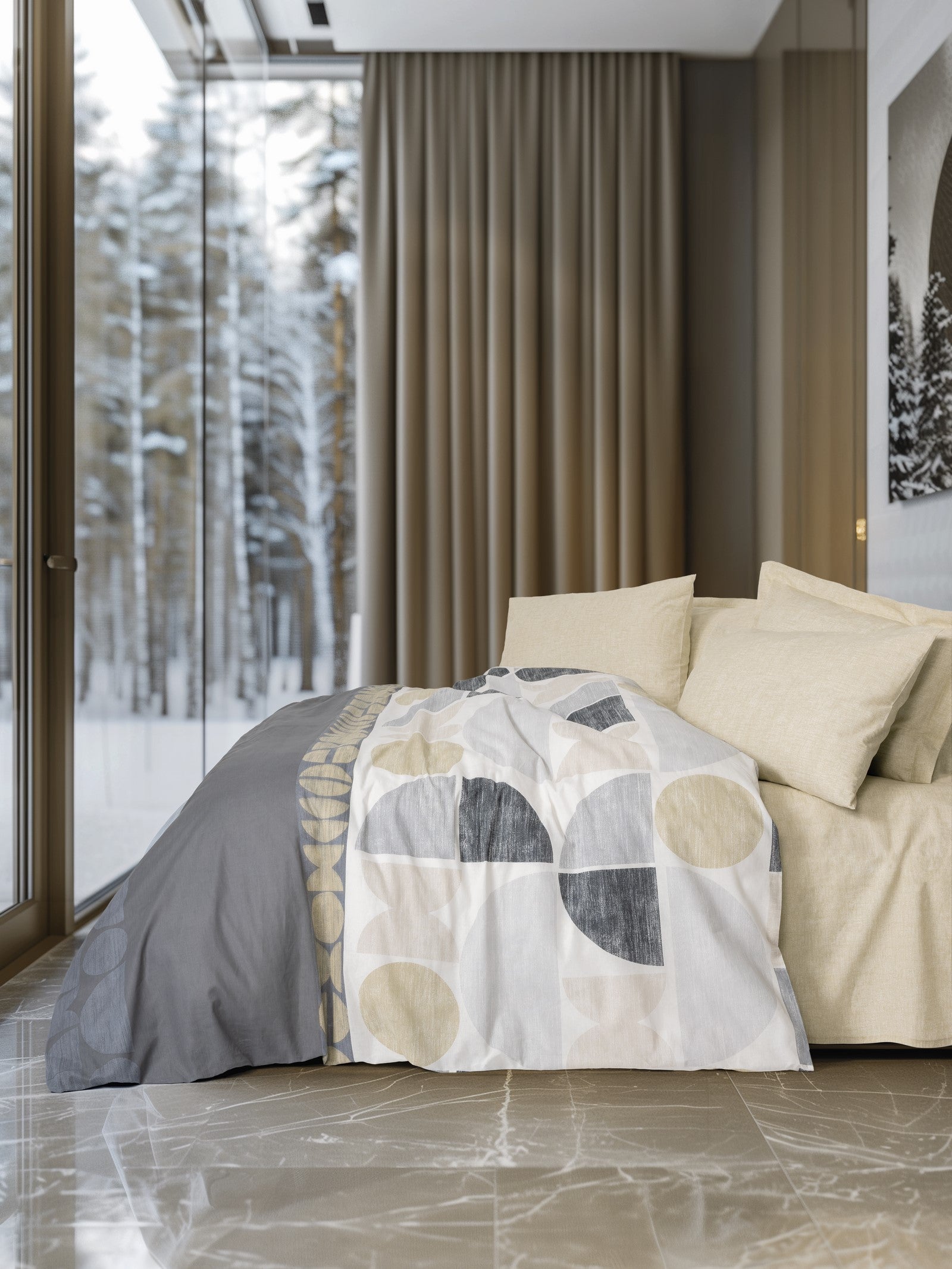 Cotton Box Modern Çift Kişilik Nevresim Takımı Formo Bej