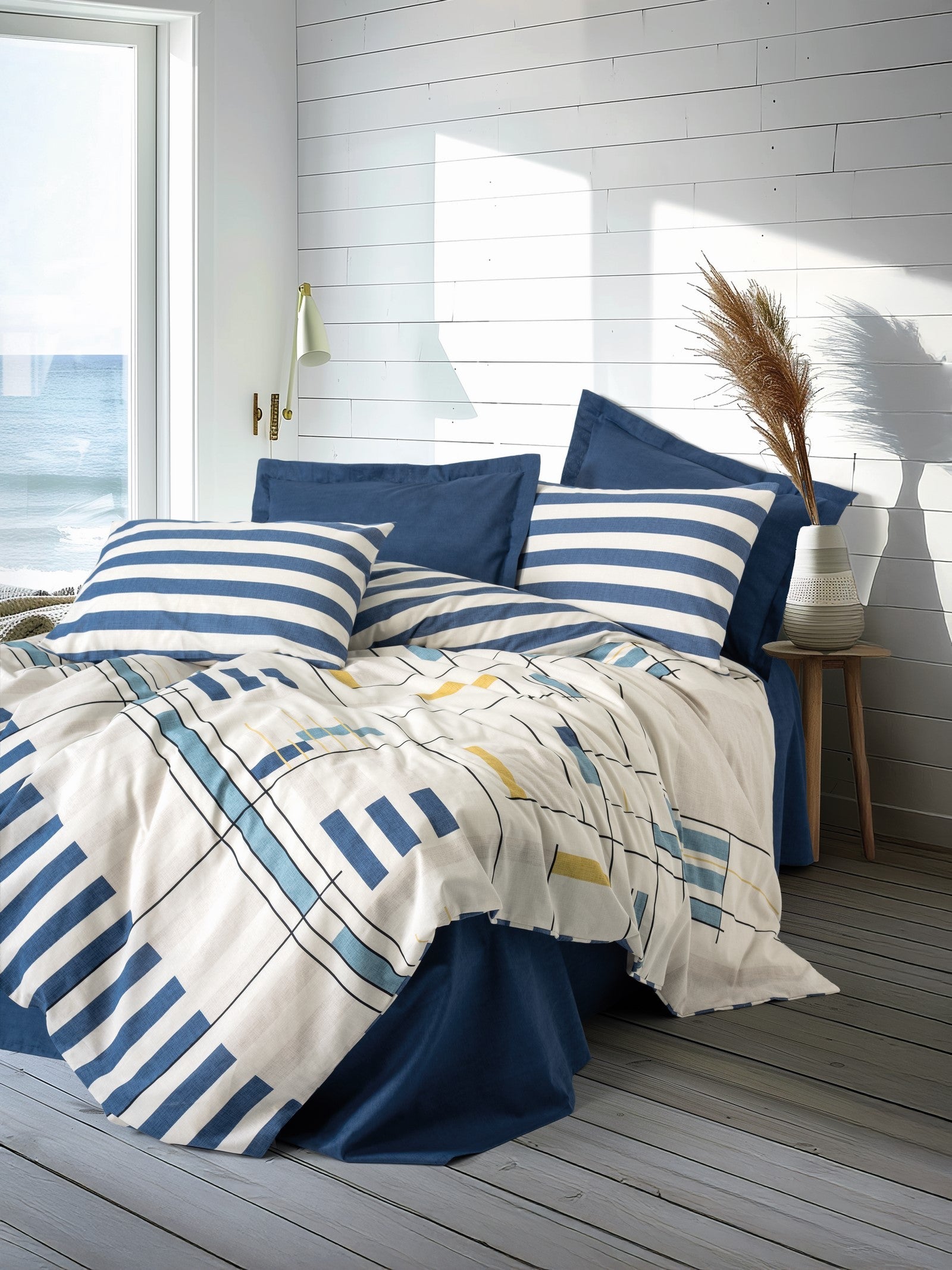 Cotton Box Modern Çift Kişilik Nevresim Takımı Lunox Lacivert