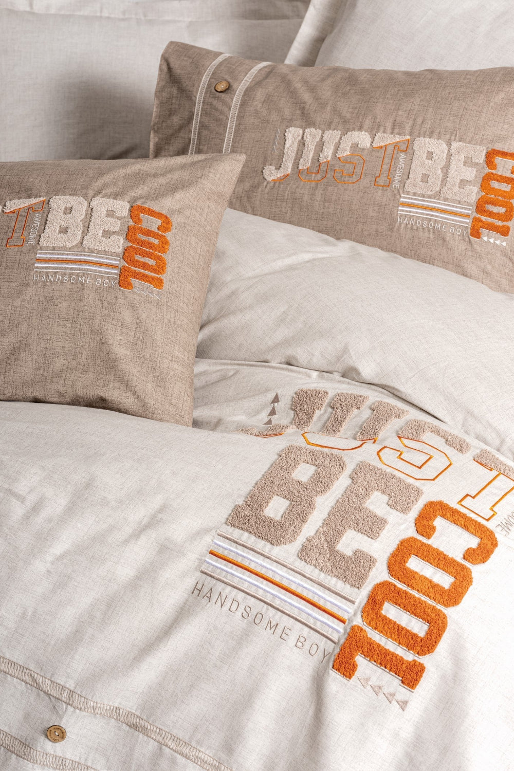 Cotton Box-Mood Nakışlı Ranforce Çift Kişilik Nevresim Takımı Cool Kahve-Nevresim Takımı-2-Milagron.com