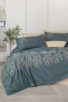 Cotton Box-Nakışlı Ranforce Çift Kişilik Nevresim Takımı Kerja Bej-Nevresim Takımı-1-Milagron.com