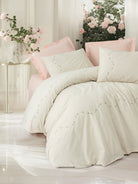 Cotton Box Nakışlı Ranforce Çift Kişilik Nevresim Takımı Orya Somon
