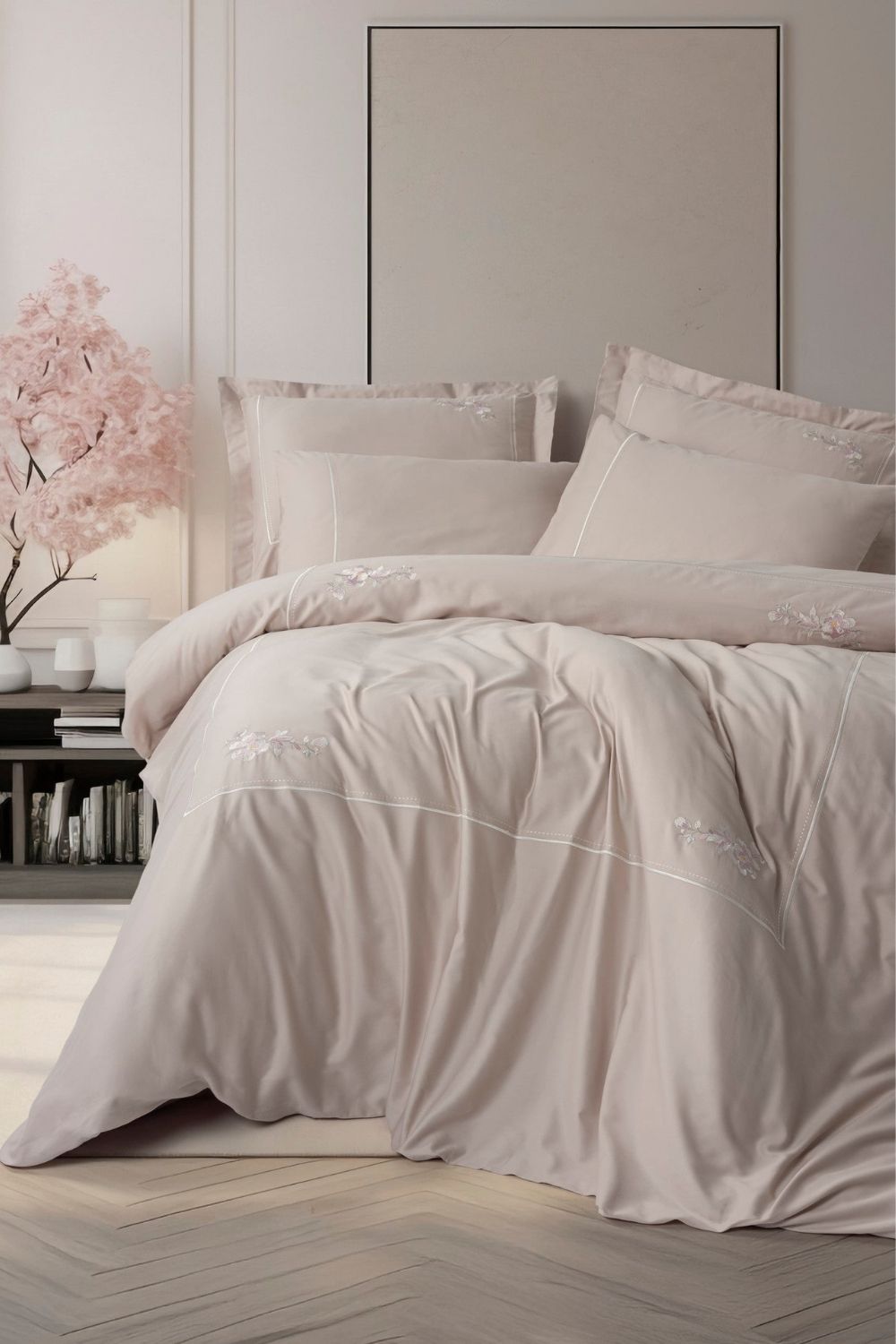 Cotton Box-Nakışlı Saten Çift Kişilik Nevresim Takımı Alameda Lila-Nevresim Takımı-1-Milagron.com