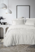 Cotton Box-Nakışlı Saten Çift Kişilik Nevresim Takımı Galant Beyaz-Nevresim Takımı-1-Milagron.com