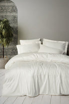 Cotton Box-Nakışlı Saten Çift Kişilik Nevresim Takımı Luxe Ekru-Nevresim Takımı-1-Milagron.com