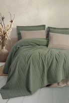 Cotton Box-Natura Çift Kişilik Yatak Örtüsü/Pike Takımı Vilo Yeşil-Nevresim Takımı-1-Milagron.com