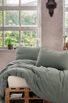 Cotton Box-Neat Çift Kişilik Nevresim Takımı Mint Krem-Nevresim Takımı-1-Milagron.com