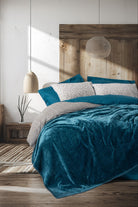 Cotton Box-Oyster Battaniyeli Tek Kişilik Nevresim Takımı Petrol-Nevresim Takımı-1-Milagron.com