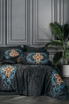 Cotton Box-Palace Saten Çift Kişilik Nevresim Takımı Dorhan Siyah-Nevresim Takımı-1-Milagron.com