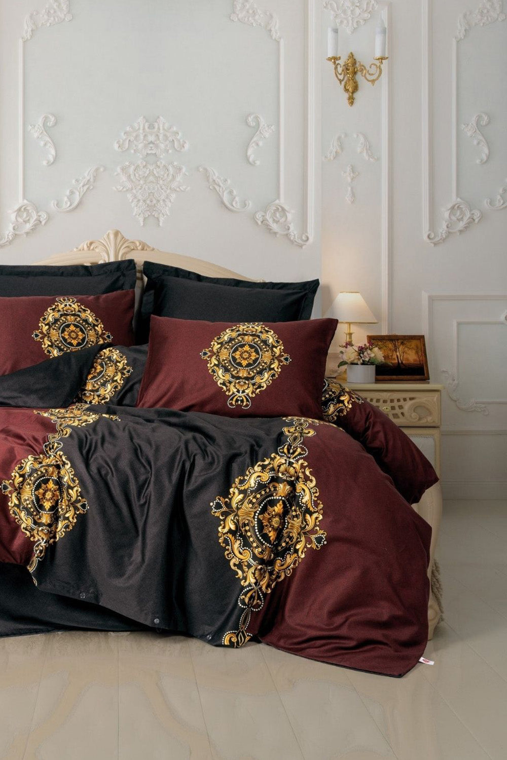 Cotton Box-Palace Saten Çift Kişilik Nevresim Takımı Ebren Antrasit-Nevresim Takımı-1-Milagron.com
