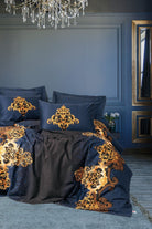 Cotton Box-Palace Saten Çift Kişilik Nevresim Takımı Tutsu Lacivert-Nevresim Takımı-1-Milagron.com