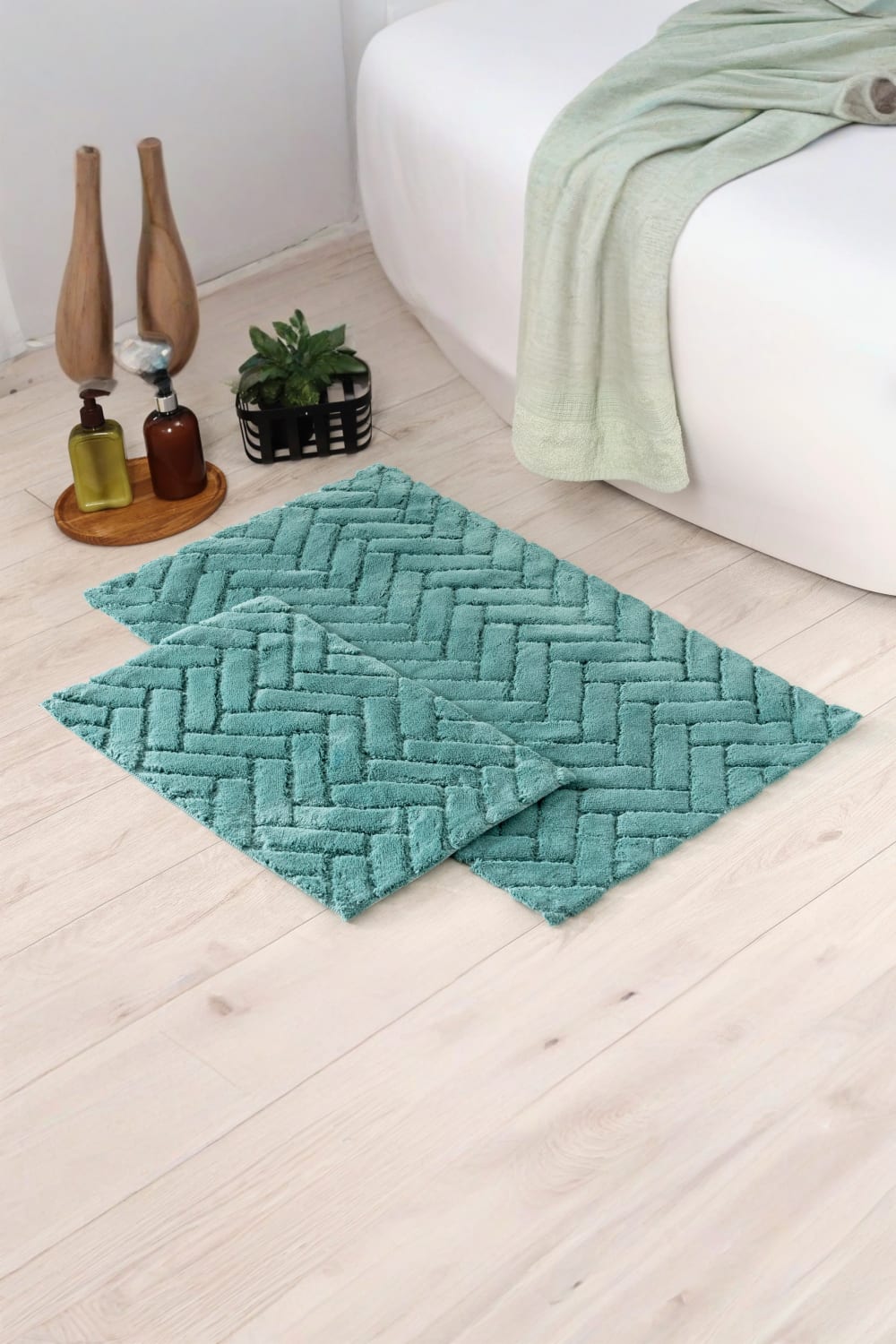 Cotton Box-Pamuklu Paspas Seti Zibby Mint 60x100+40x60-Paspas-1-Milagron.com