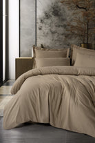 Cotton Box-Plaid Ranforce Çift Kişilik Nevresim Takımı Vizon-Nevresim Takımı-1-Milagron.com