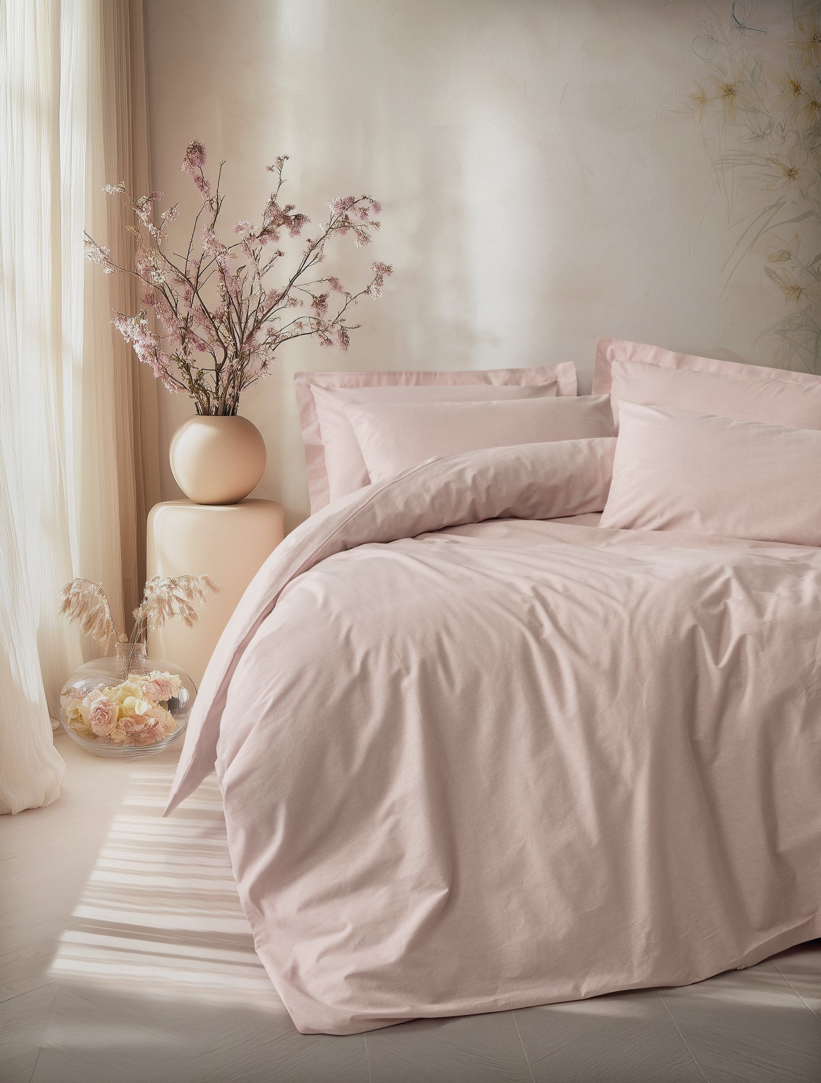 Cotton Box Plain Tek Kişilik Nevresim Takımı Plain Pudra