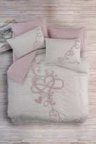 Cotton Box-Puff Nakışlı Çift Kişilik Nevresim Takımı Bellini Pembe-Nevresim Takımı-1-Milagron.com
