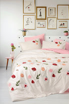 Cotton Box-Cotton Box Puff Nakışlı çift Kişilik Nevresim Takımı Blossom Somon-Çift Kişilik Nevresim Takımı-1-Milagron.com