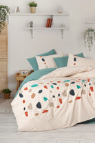 Cotton Box-Cotton Box Puff Nakışlı çift Kişilik Nevresim Takımı Gaja Mint-Çift Kişilik Nevresim Takımı-1-Milagron.com