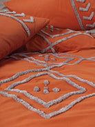 Cotton Box-Puff Nakışlı Çift Kişilik Nevresim Takımı Liya Kiremit Bej-Nevresim Takımı-2-Milagron.com