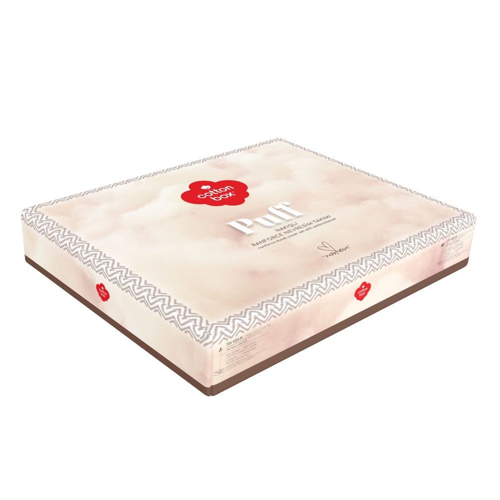 Cotton Box-Puff Nakışlı Çift Kişilik Nevresim Takımı Mirely Siyah Kiremit-Nevresim Takımı-4-Milagron.com