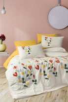 Cotton Box-Cotton Box Puff Nakışlı çift Kişilik Nevresim Takımı Nella Hardal-Çift Kişilik Nevresim Takımı-1-Milagron.com