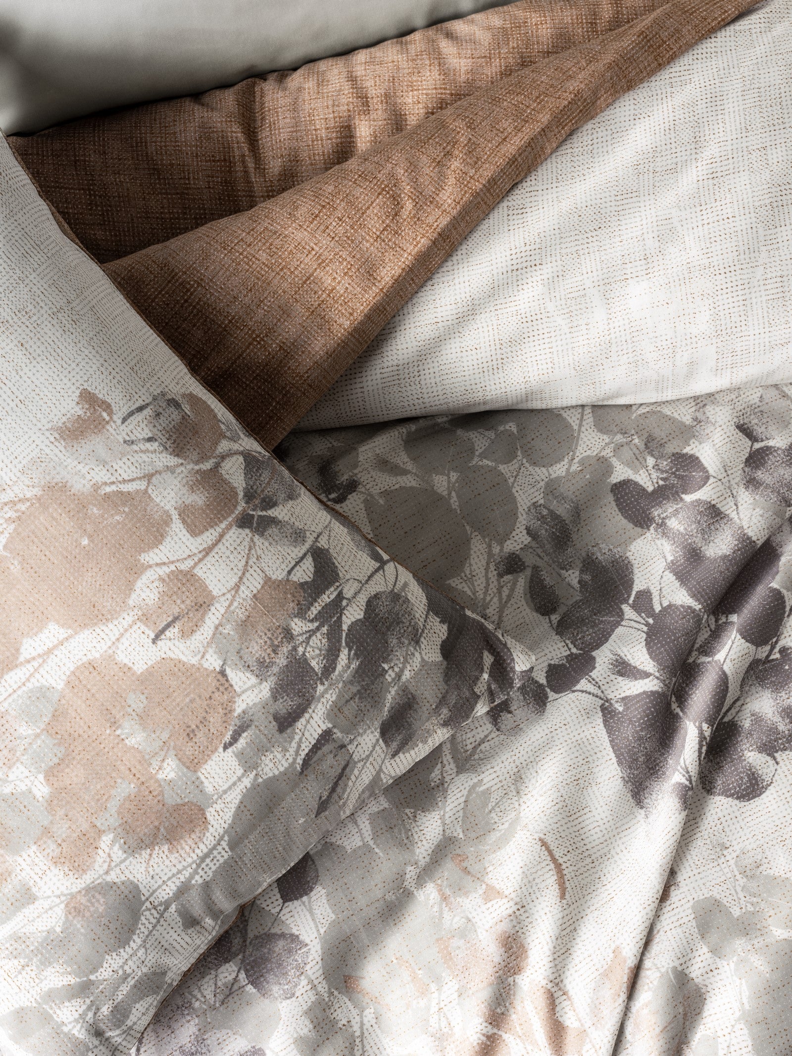 Cotton Box-Saten Çift Kişilik Nevresim Takımı Blatt Gri-Nevresim Takımı-2-Milagron.com