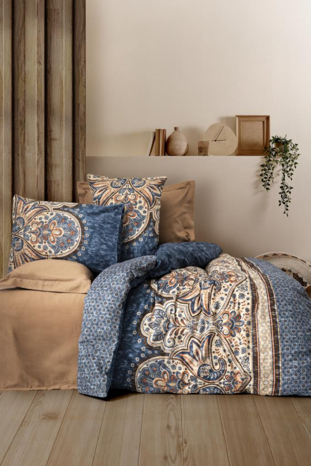 Cotton Box-Saten Çift Kişilik Nevresim Takımı Ezra Kahve-Nevresim Takımı-1-Milagron.com