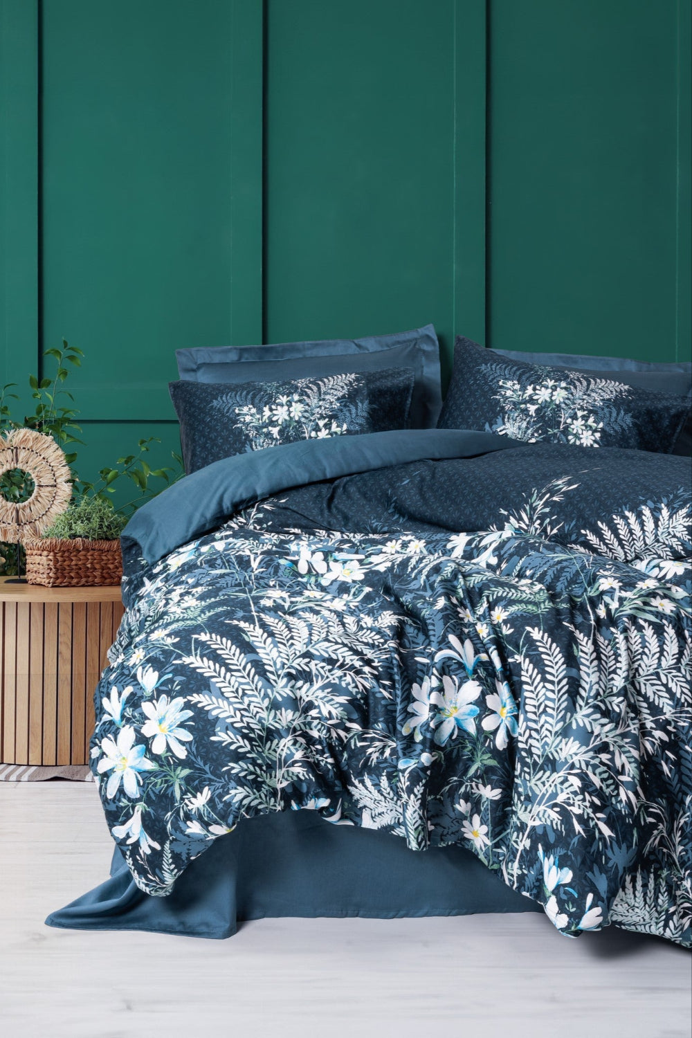 Cotton Box-Saten Çift Kişilik Nevresim Takımı Imvelo Petrol-Nevresim Takımı-1-Milagron.com