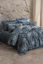 Cotton Box-Saten Çift Kişilik Nevresim Takımı Liza Petrol-Nevresim Takımı-1-Milagron.com